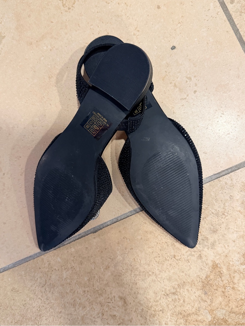Berness Black Crystal-Embellished Pointed Slingback Flats - Picture 2 of 4